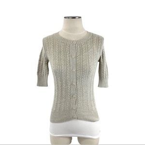 Rubbish- Oatmeal Cable Short Sleeved Cardigan MJ